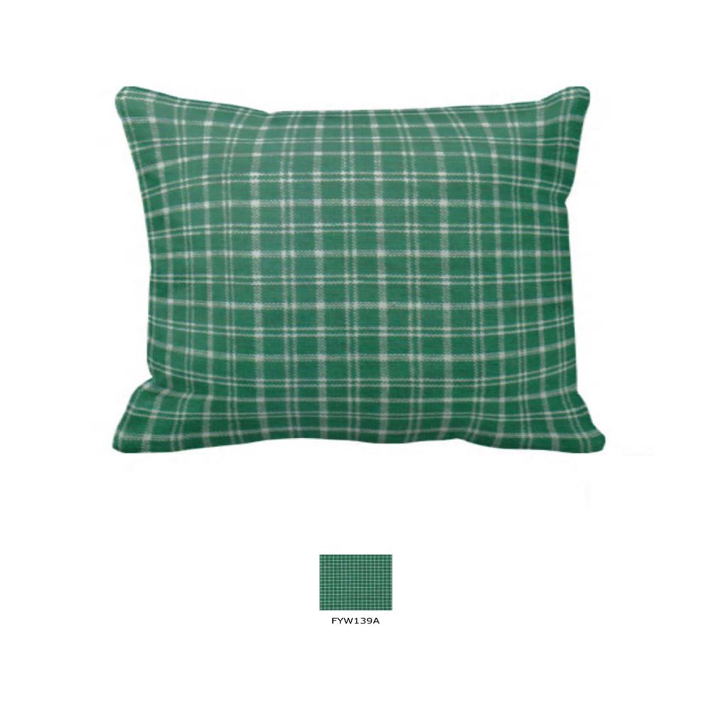 Green Check Plaid With White Pillow Sham 27"W x 21"L
