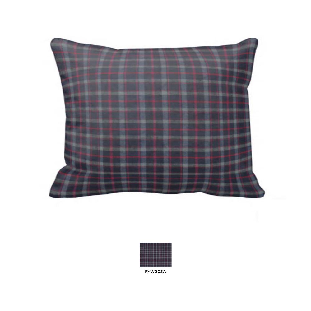 Grey and Navy Blue Plaid Pillow Sham 27"W x 21"L