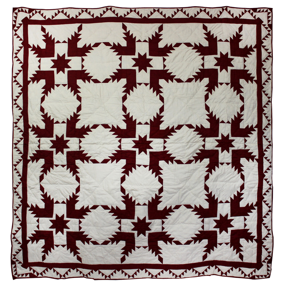 Ruby Feathered Star Crib Quilt 36"W x 46"L