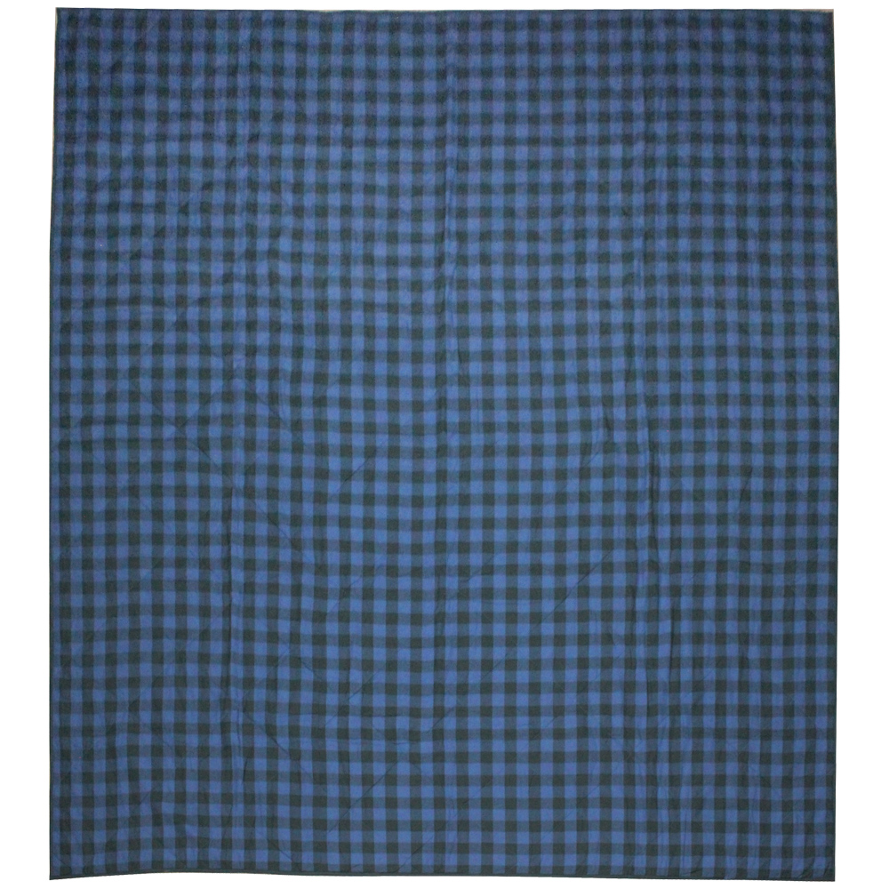Blue and Black Twill Buffalo Check King Quilt 105"W x 95"L