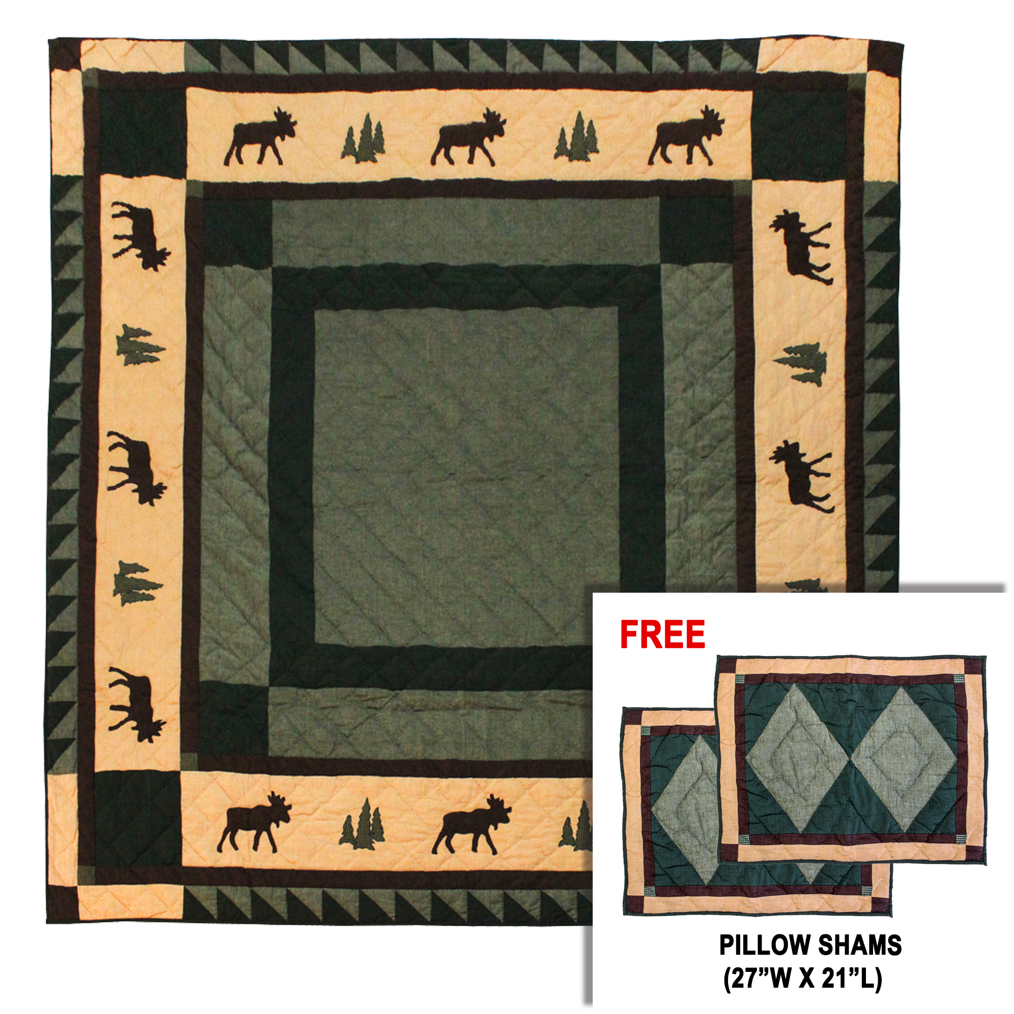 Cedar Trail King Quilt 105"W x 95"L | Buy a King Quilt and get a Matching Pillow Shams (27"W x 21"L) FREE