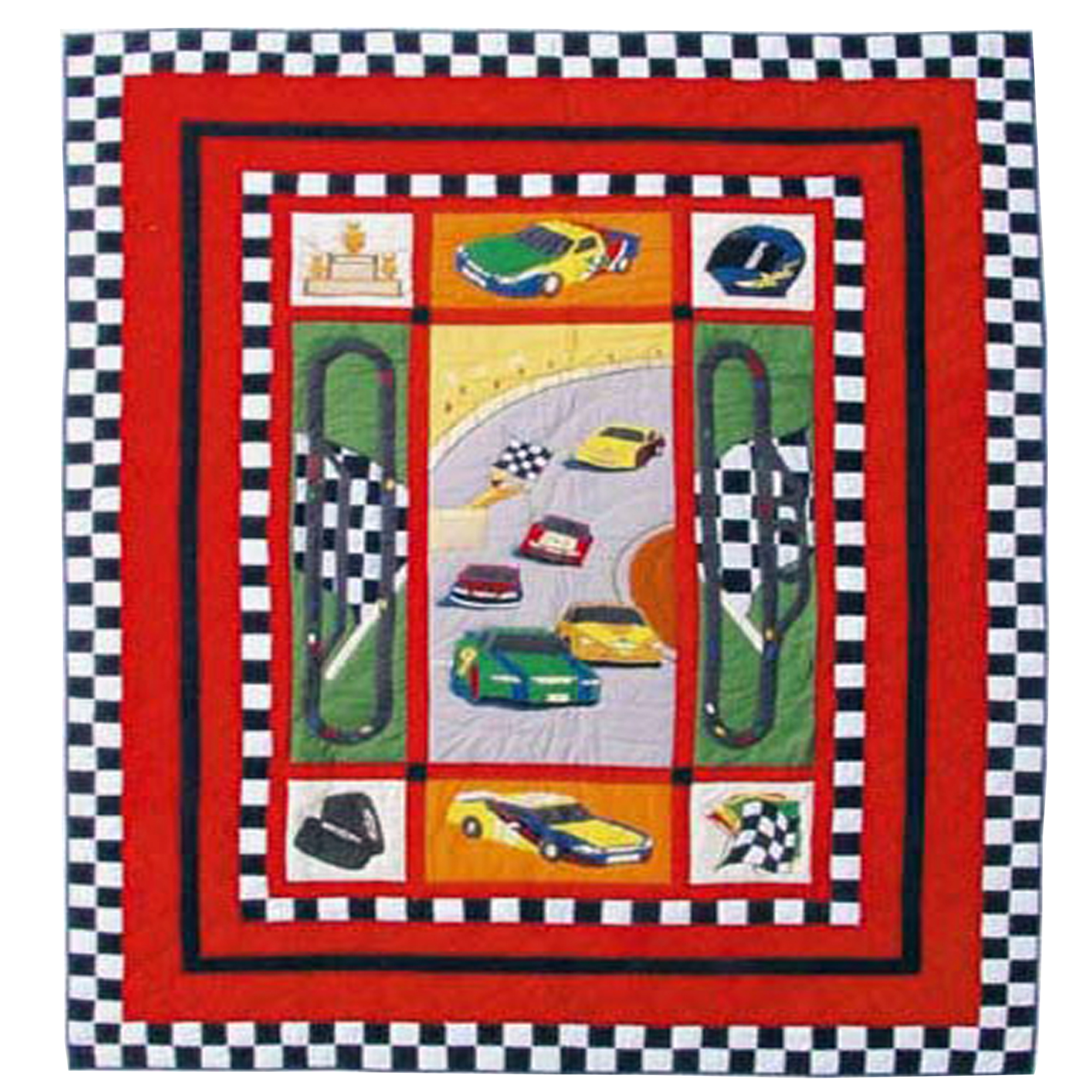 Racecar Queen Quilt 85"W x 95"L - Act now and receive a FREE Shaped Car Rug and Quilted Cotton Throw Pillow Cover. Don't miss out – offer ends soon!