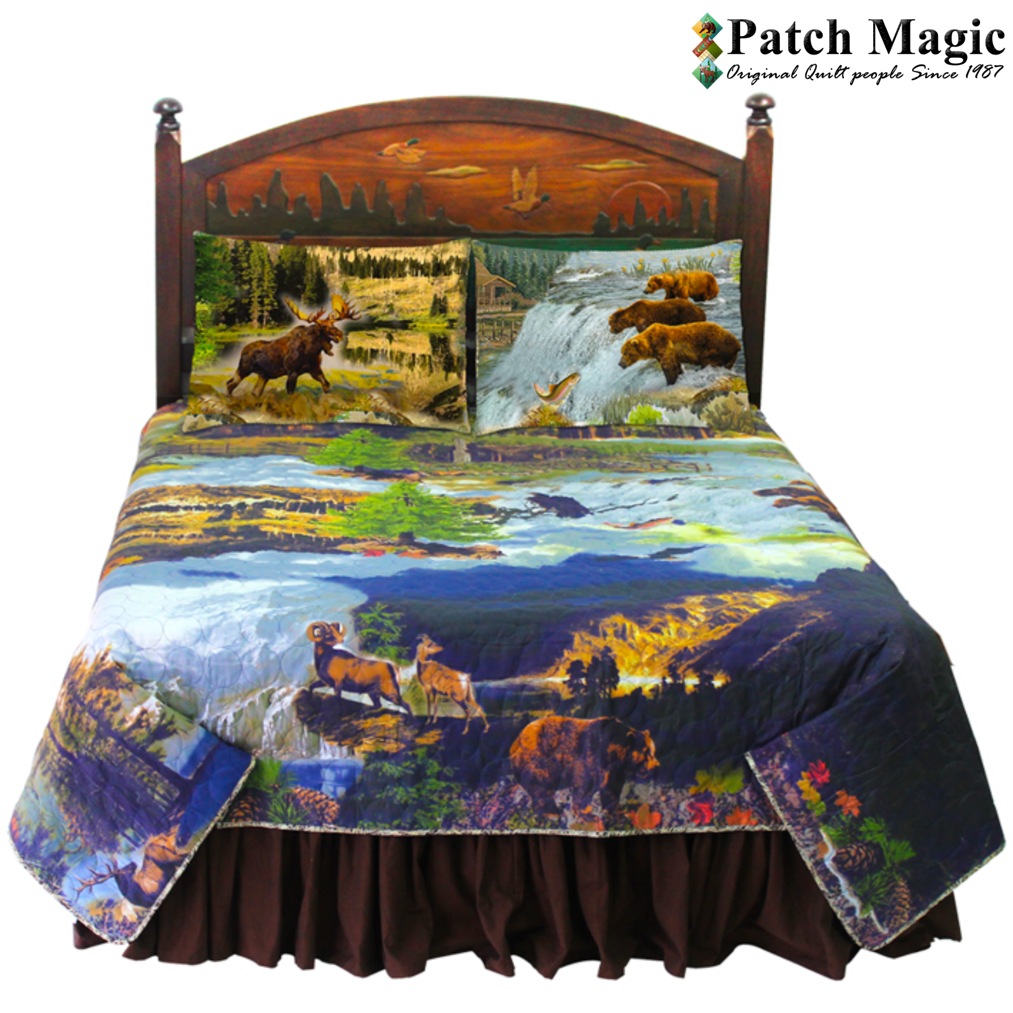 Wilderness Galore 3 piece set, Quilt Queen-92"x88", 2-Standard Pillow Shams