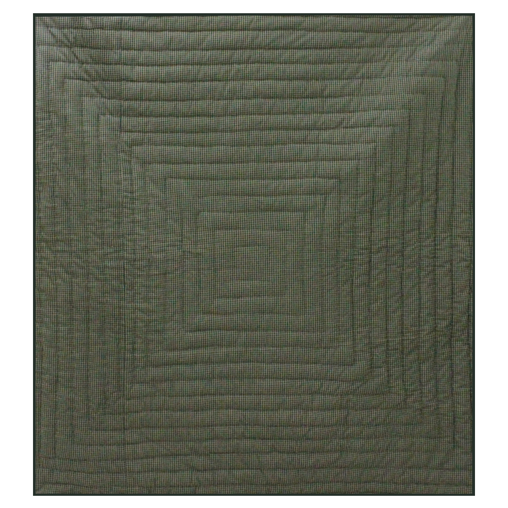Hunter Green and Tan Check Twin Quilt 65"W x 85"L
