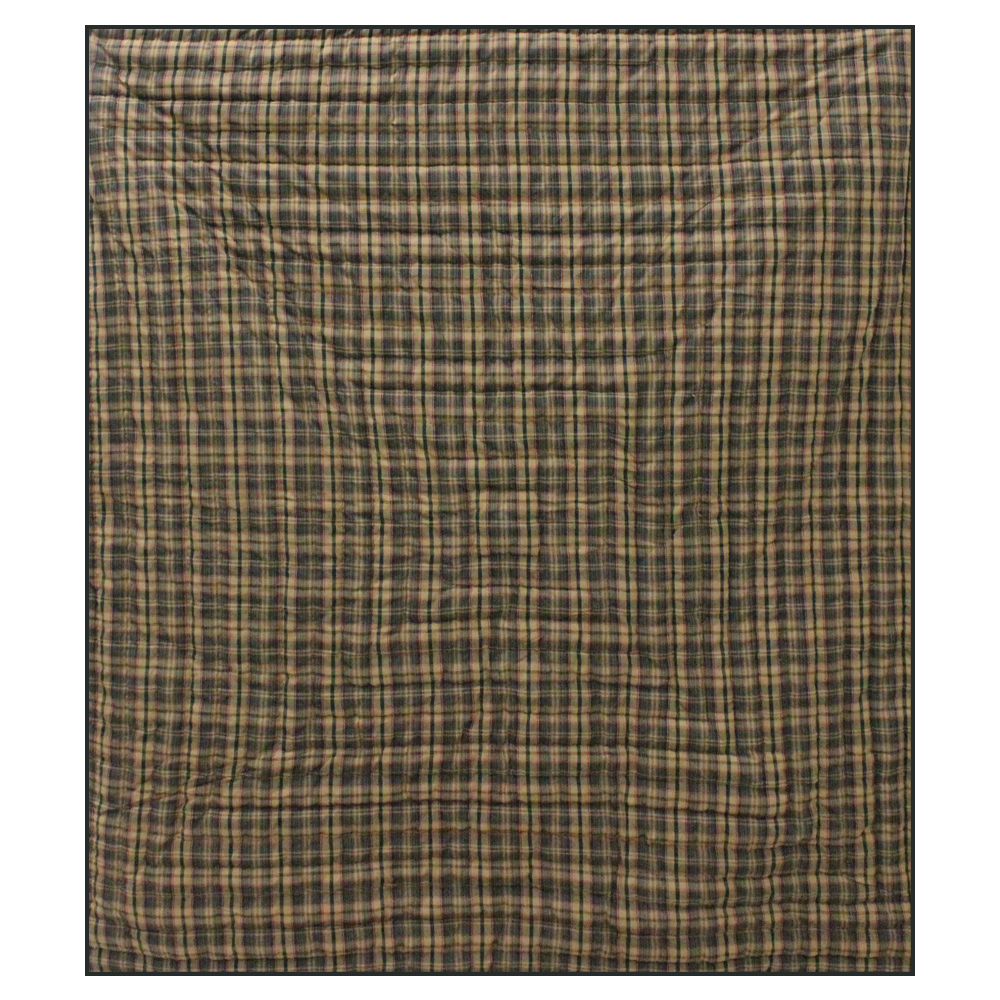 Gold and Brown Plaid Twin Quilt 65"W x 85"L