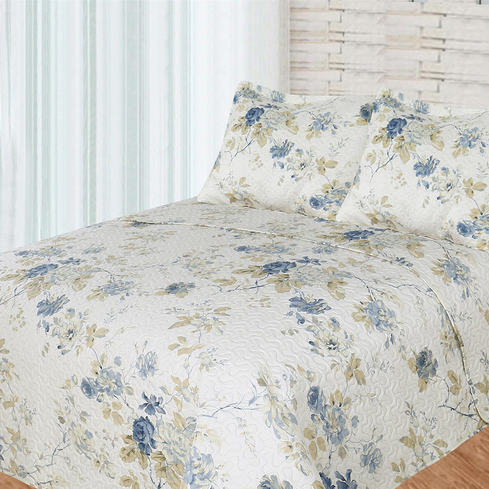 Blue Roses Super Queen Bed in a Bag Set of 4 Pieces