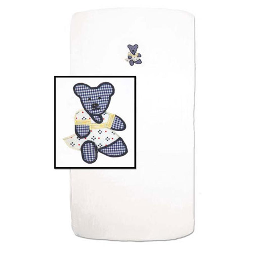 Blue Teddy Bear Crib Sheet 28"W x 53"L