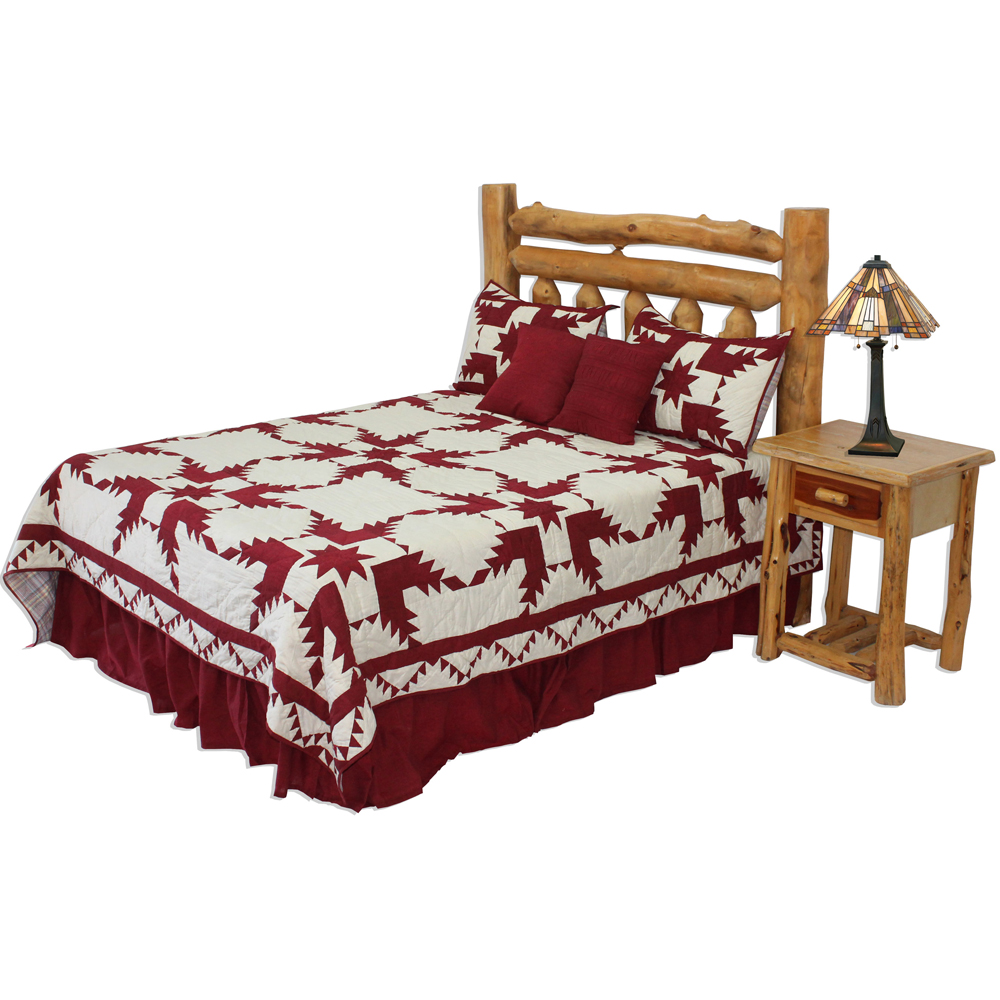 Ruby Feathered Star Super Queen Quilt 92"W x 96"L