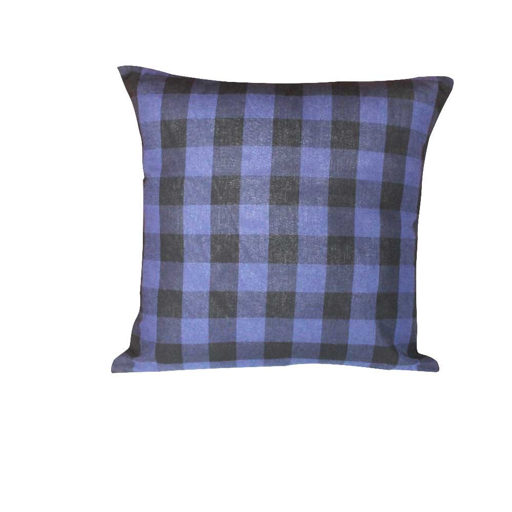 Blue and Black Twill Buffalo Check,fabric Toss Pillow 16"W x 16"L,standard